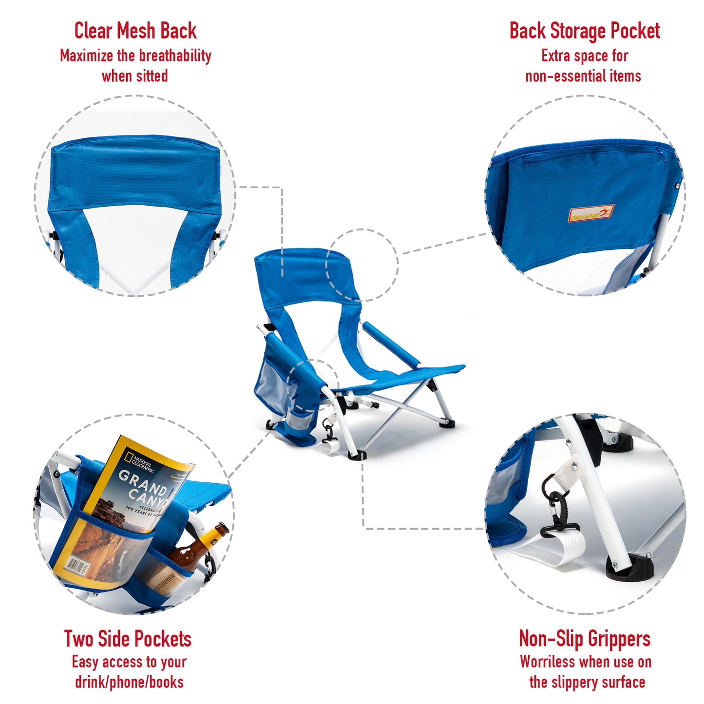 SunnyFeel Low Beach Camping Folding Chair