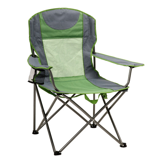 SUNNYFEEL Green Color XL Oversized Camping Chair, Folding Camp Chairs for Adults Heavy Duty Big Tall 300 LBS, Portable Quad Arm Lawn Chair with Pocket for Outdoor/Picnic/Beach/Sports