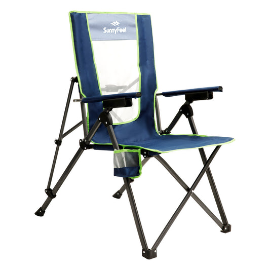 SUNNYFEEL Blue Color Outdoor Reclining Camping Chairs Adjustable 3 Position Foldable Heavy Duty Adults 300 LBS Capacity for Adults Lounge with Cup Holder, Folding Camp Chair Lawn Patio Outdoor Porch