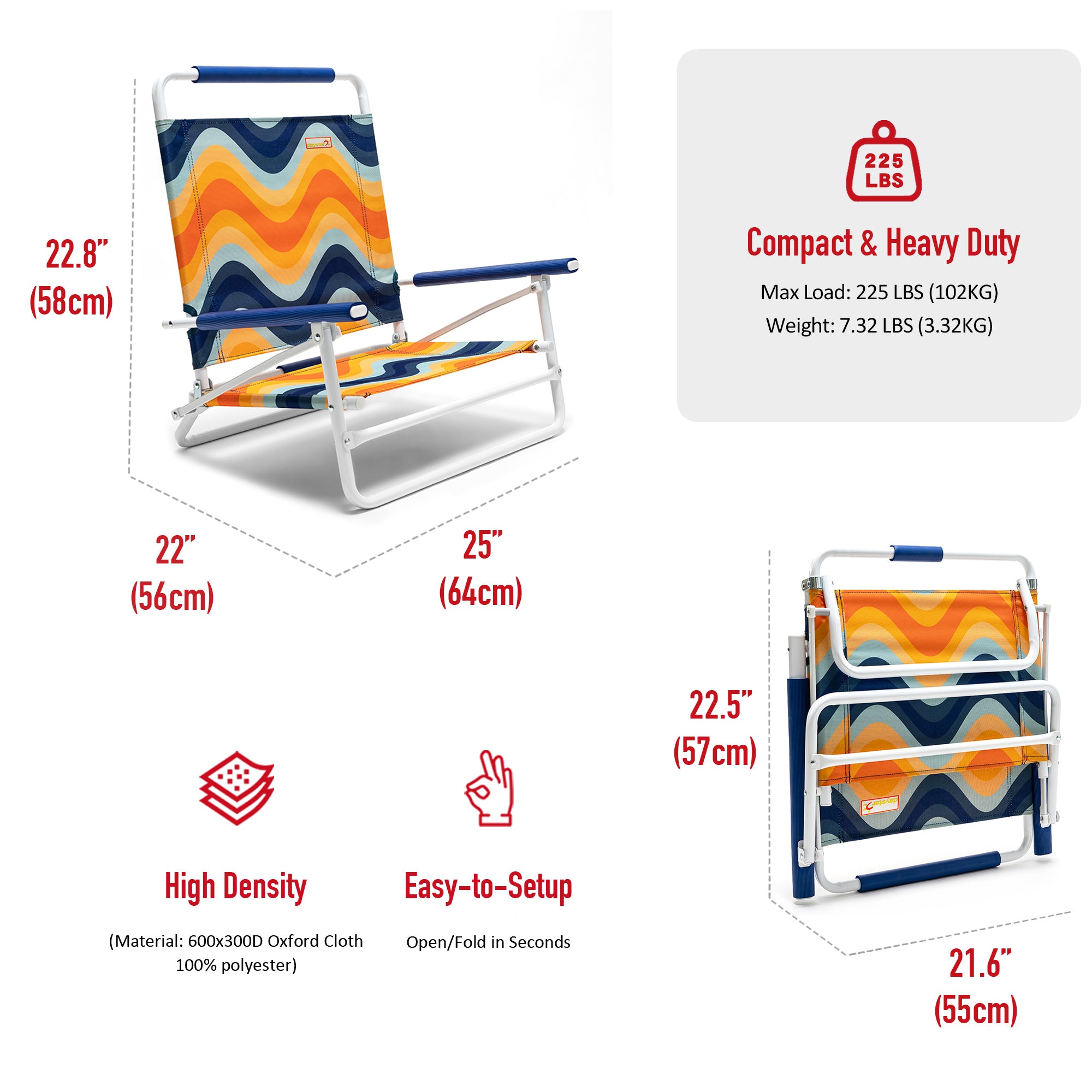 Orange Wave Chair - Sunnyfeel Camping