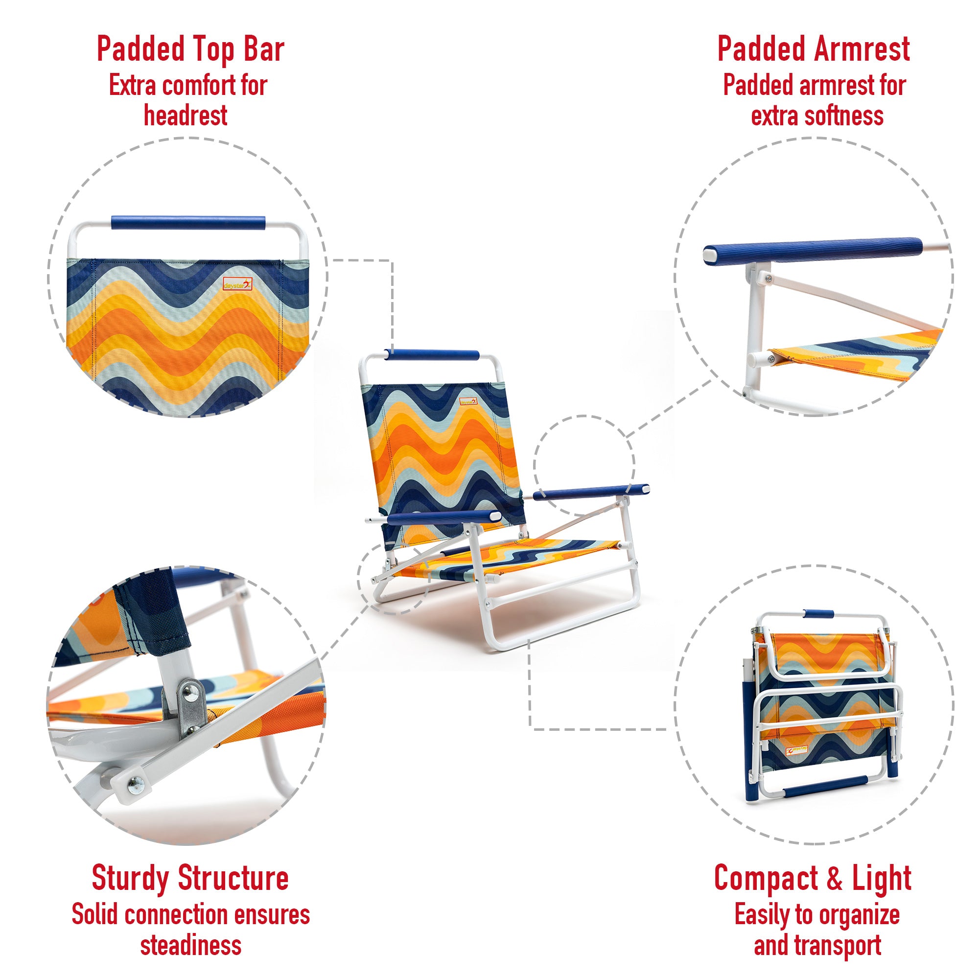 Orange Wave Chair - Sunnyfeel Camping