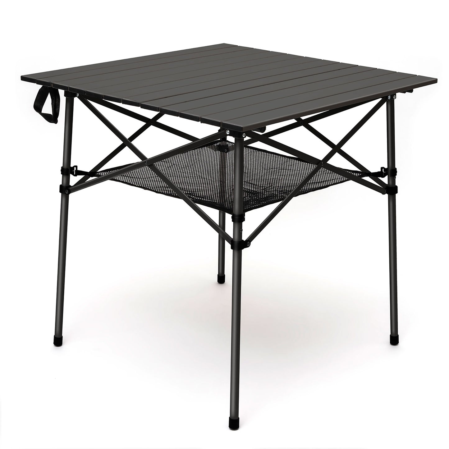 SUNNYFEEL Black Color Outdoor Folding Table | Lightweight Compact Aluminum Camping Table, Roll Up Top 4 People Portable Camp Square Tables with Carry Bag for Picnic/ Cooking/ Beach/ Travel/ BBQ