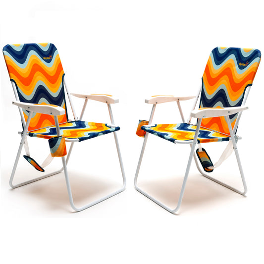 SunnyFeel AC1165 Folding Chair - Orange Wave - Pack of 2