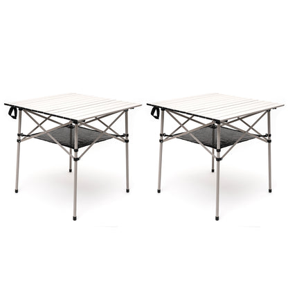 SUNNYFEEL White Color Outdoor Folding Table | Lightweight Compact Aluminum Camping Table, Roll Up Top 4 People Portable Camp Square Tables with Carry Bag for Picnic/ Cooking/ Beach/ Travel/ BBQ