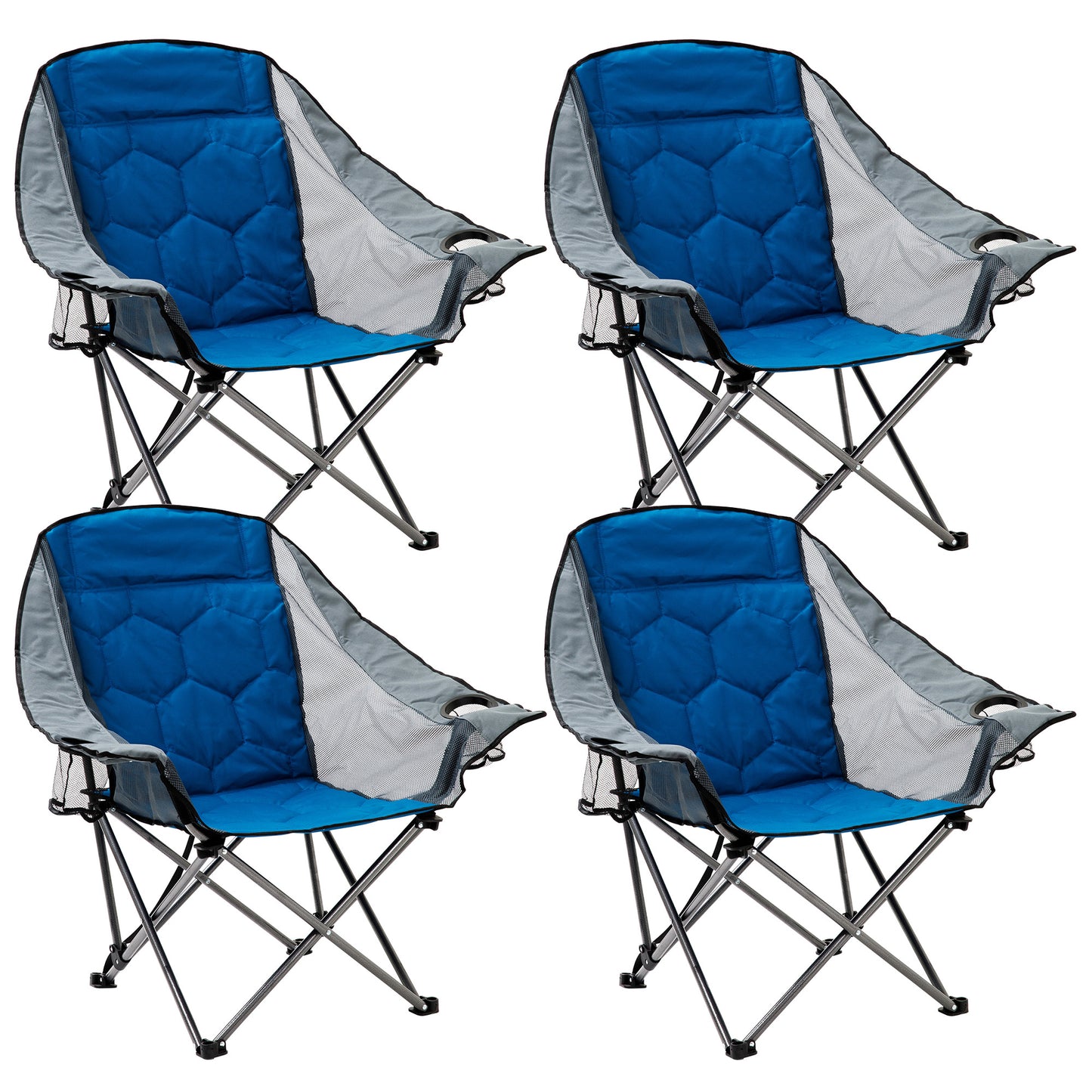 SUNNYFEEL XL Padded Oversized Camping Chair, Heavy Duty Folding Camp Chairs w/Cup Holder and Carry Bag, Portable Lawn Chairs, Foldable Outdoor Sofa for Adults, Sports, Tailgating, Beach,RVing